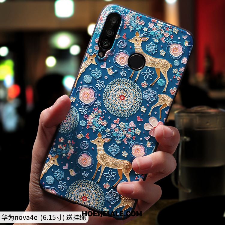 Huawei P30 Lite Hoesje Blauw Dun Zacht Mobiele Telefoon Spotprent Goedkoop