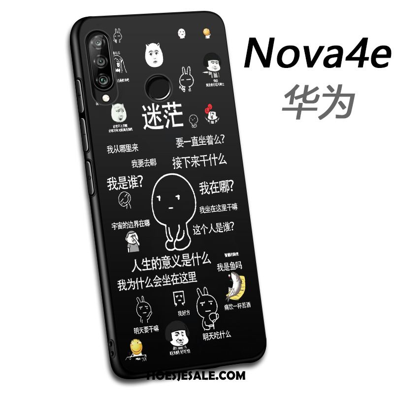 Huawei P30 Lite Hoesje Mooie Zwart Hoes Bescherming Zacht Goedkoop