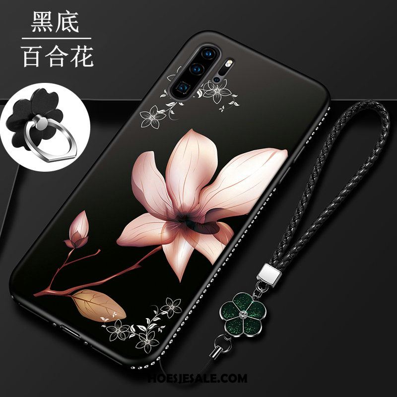 Huawei P30 Pro Hoesje Rood Siliconen Schrobben Bloemen Mobiele Telefoon Sale