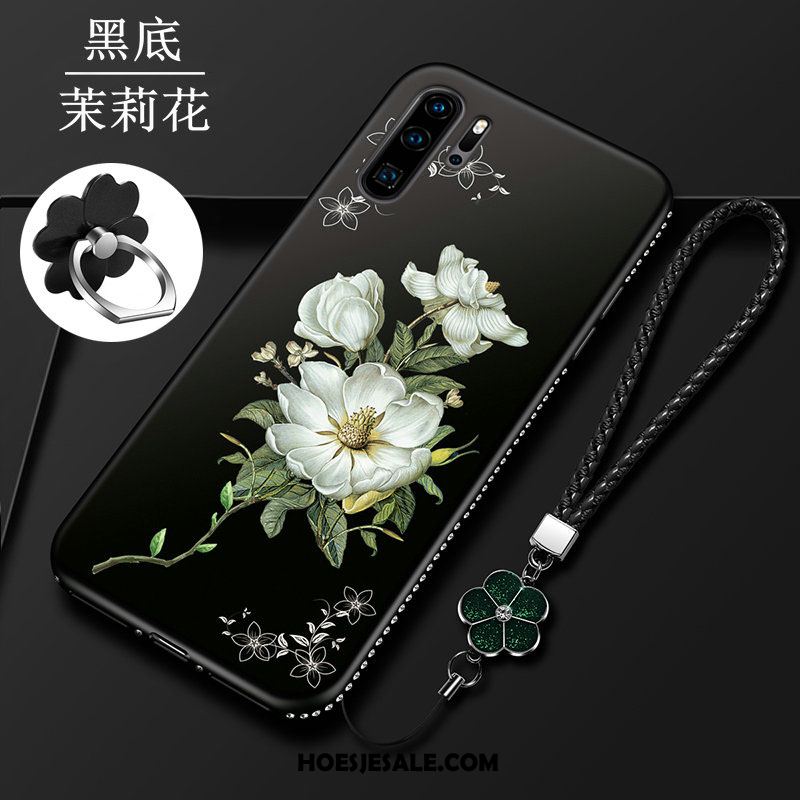 Huawei P30 Pro Hoesje Rood Siliconen Schrobben Bloemen Mobiele Telefoon Sale