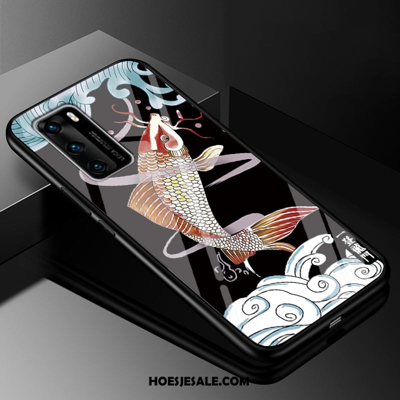 Huawei P40 Hoesje Chinese Stijl All Inclusive Vintage Zacht Zwart Korting