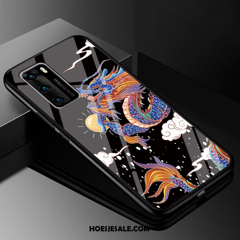 Huawei P40 Hoesje Chinese Stijl All Inclusive Vintage Zacht Zwart Korting