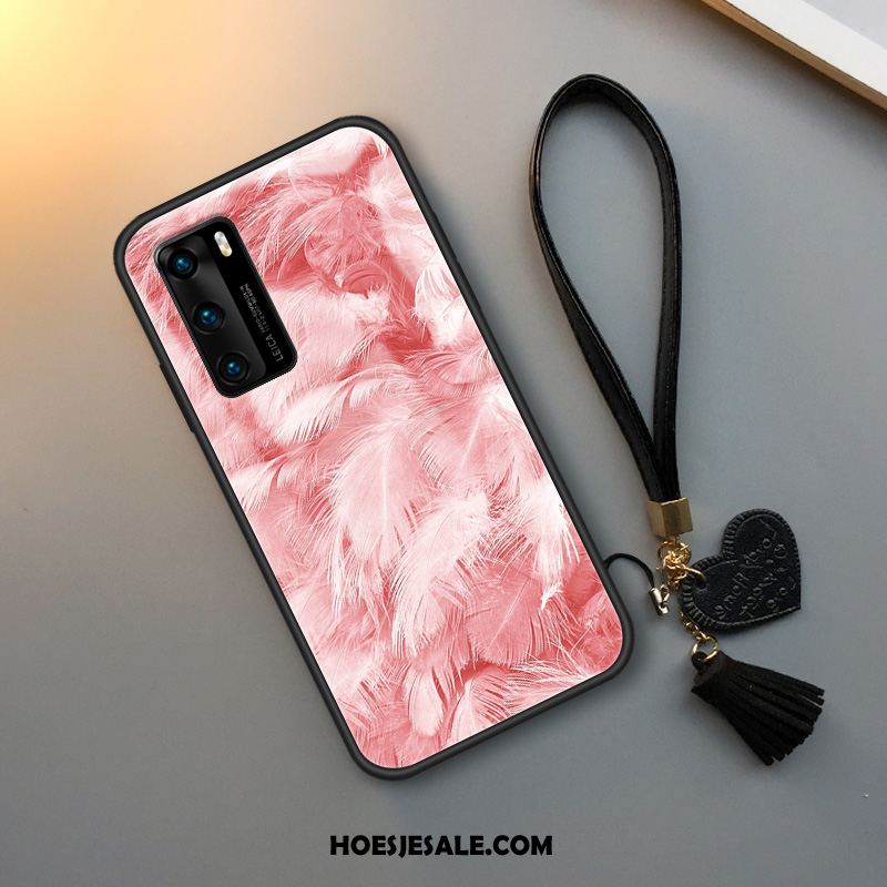 Huawei P40 Hoesje Hoes Anti-fall Sterrenhemel Roze Veer Online