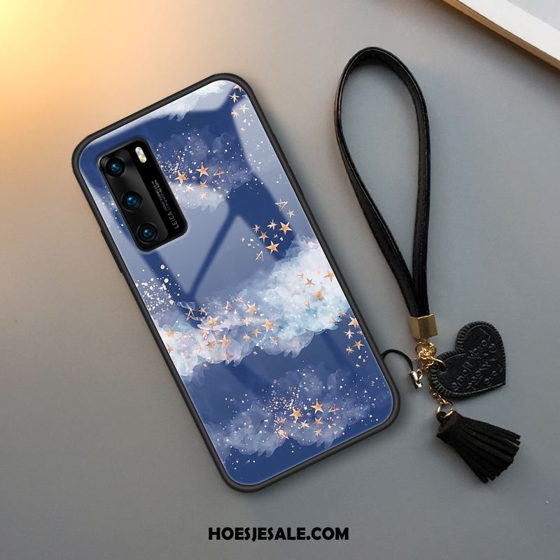 Huawei P40 Hoesje Hoes Anti-fall Sterrenhemel Roze Veer Online