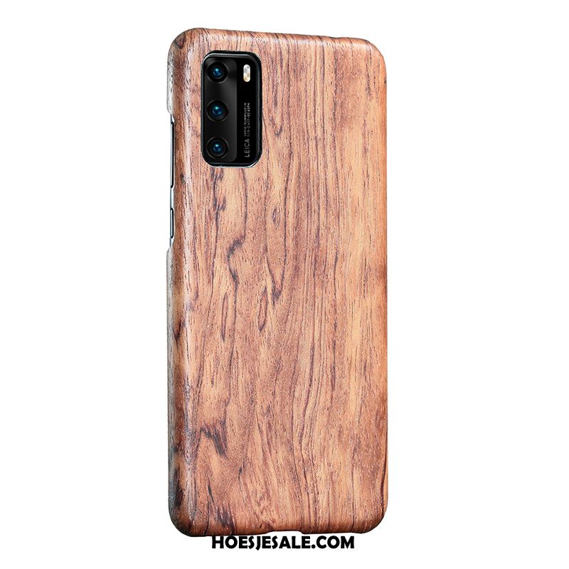 Huawei P40 Hoesje Hout Bescherming Dun Hoes Bruin Goedkoop