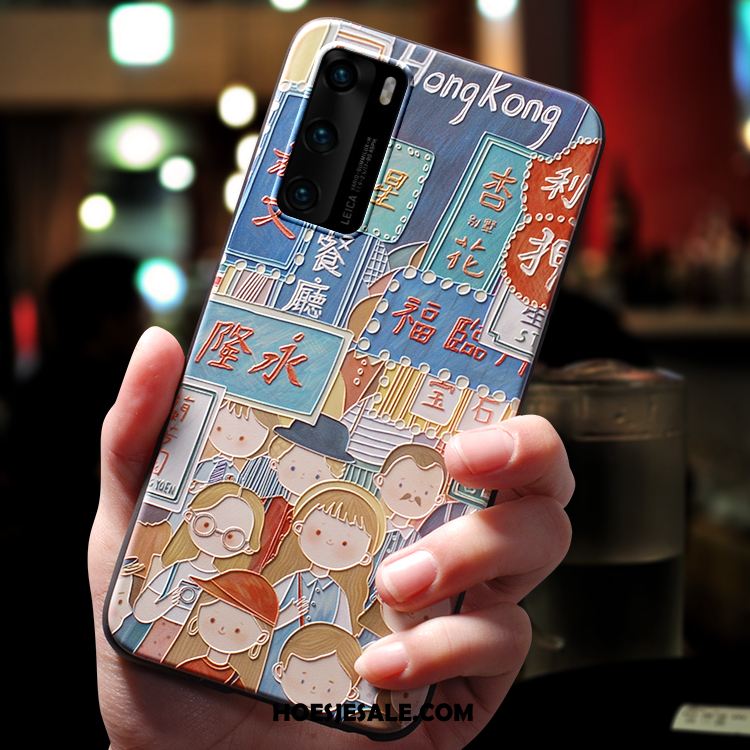 Huawei P40 Hoesje Persoonlijk Schrobben Zacht Bescherming Blauw Online