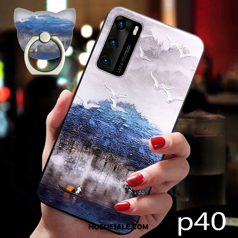 Huawei P40 Hoesje Roze Chinese Stijl Bescherming Trend Zacht Korting