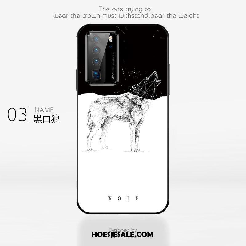 Huawei P40 Hoesje Trendy Merk Glas Anti-fall Eenvoudige Persoonlijk Korting