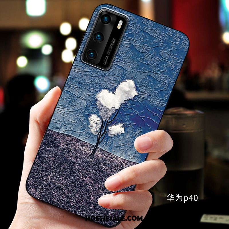 Huawei P40 Hoesje Zacht Blauw Mobiele Telefoon Reliëf Hoes Kopen