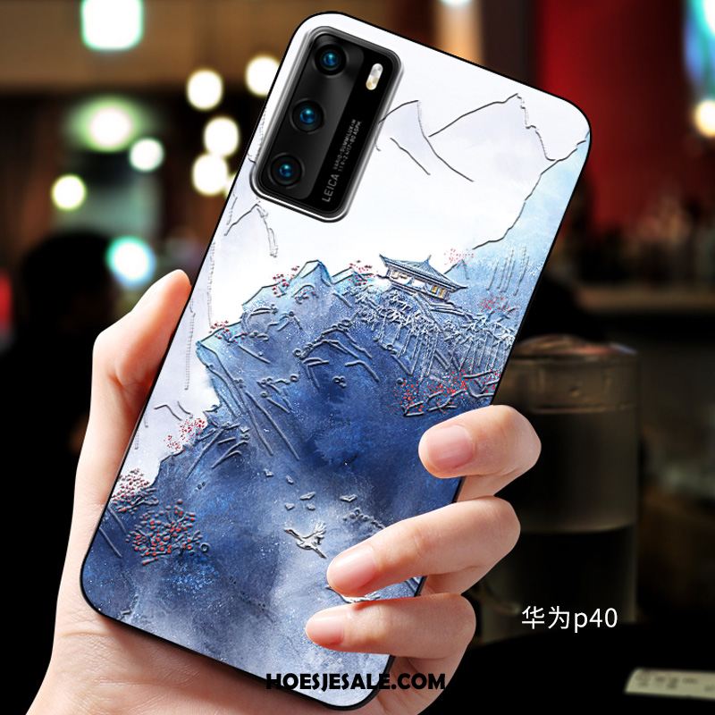 Huawei P40 Hoesje Zacht Blauw Mobiele Telefoon Reliëf Hoes Kopen