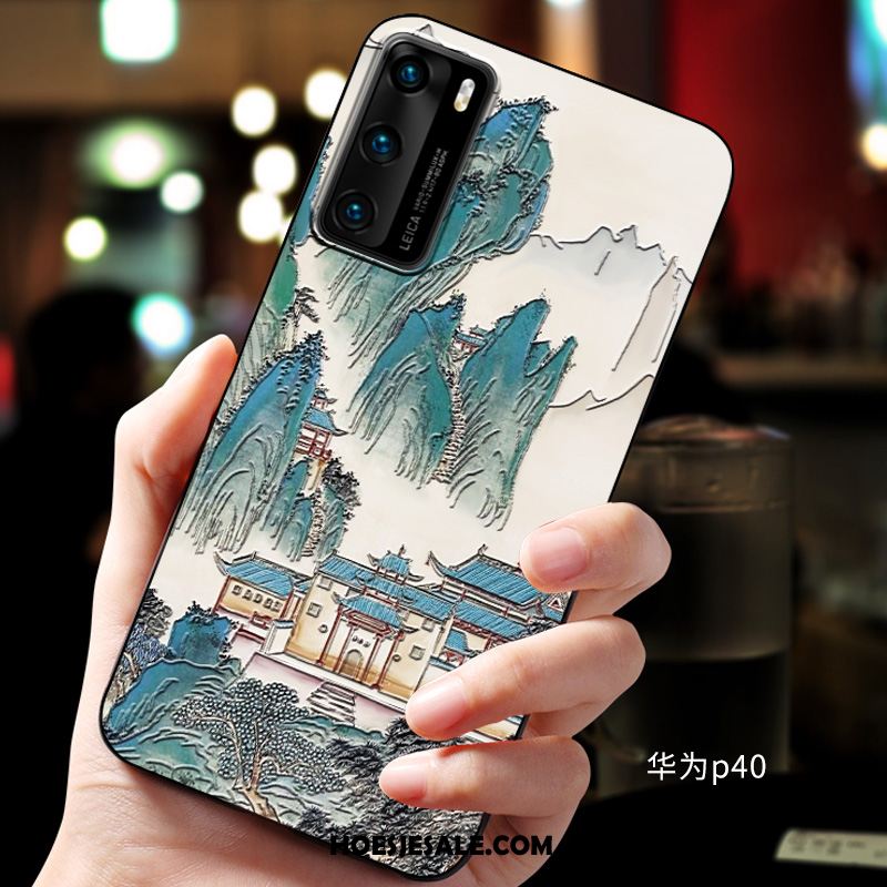 Huawei P40 Hoesje Zacht Blauw Mobiele Telefoon Reliëf Hoes Kopen