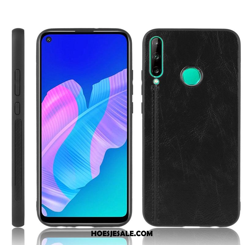 Huawei P40 Lite E Hoesje Mobiele Telefoon Koe Leer Patroon Blauw Kopen