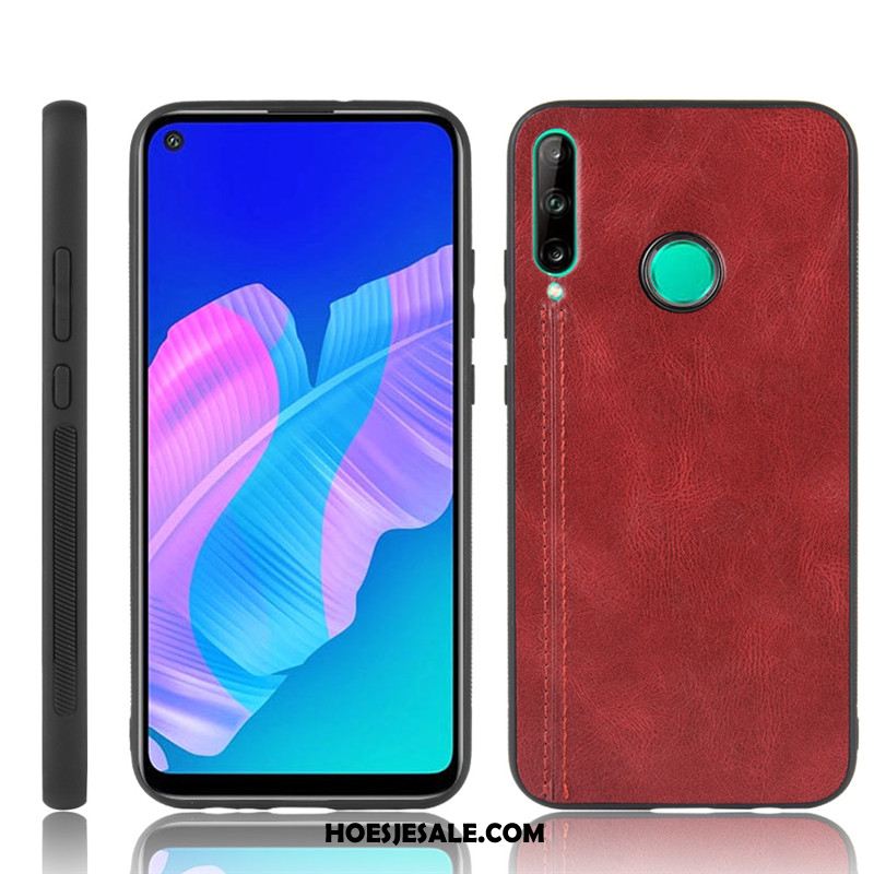 Huawei P40 Lite E Hoesje Mobiele Telefoon Koe Leer Patroon Blauw Kopen