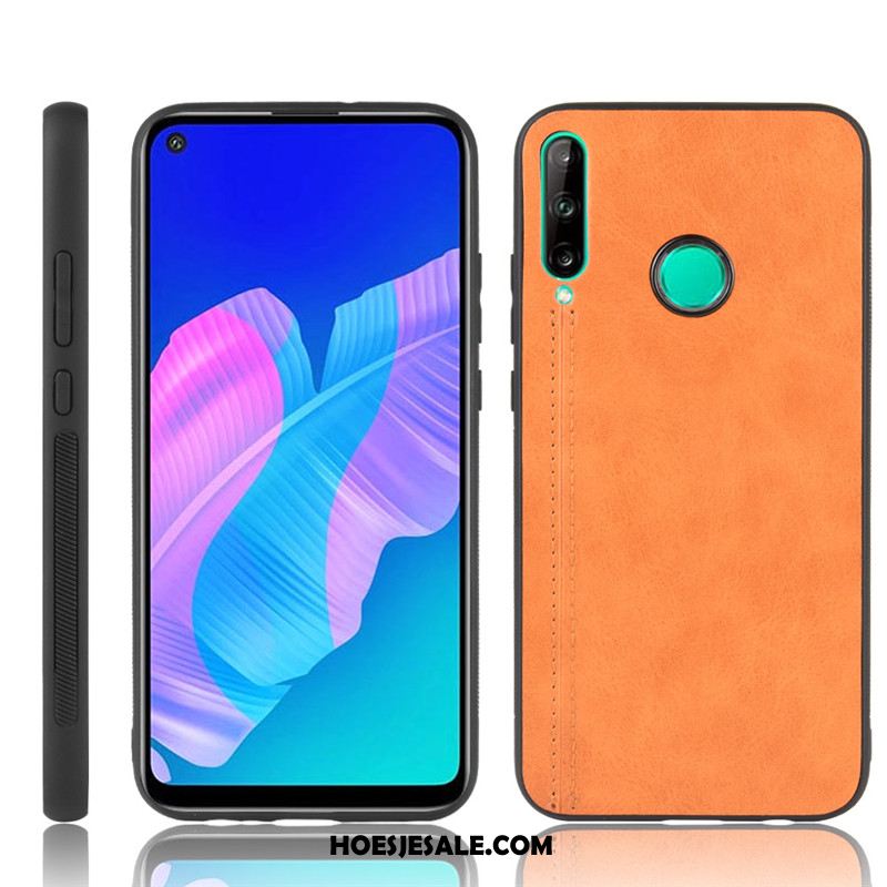 Huawei P40 Lite E Hoesje Mobiele Telefoon Koe Leer Patroon Blauw Kopen