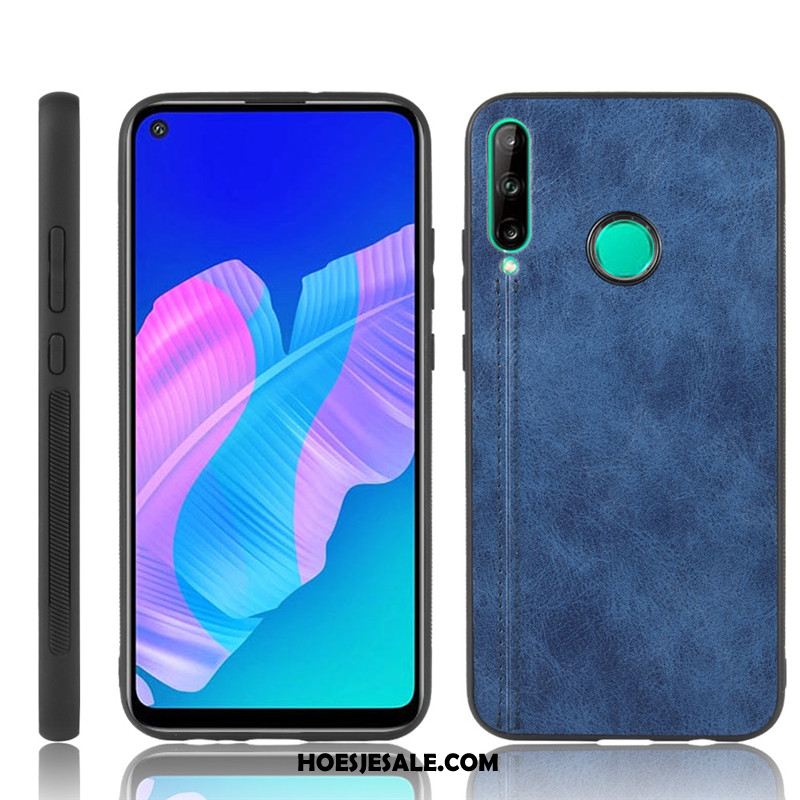 Huawei P40 Lite E Hoesje Mobiele Telefoon Koe Leer Patroon Blauw Kopen