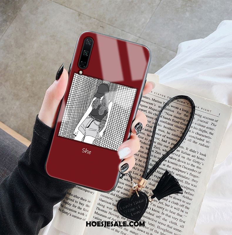 Huawei P40 Lite E Hoesje Rood Trendy Merk Glas Spotprent Mooie Kopen