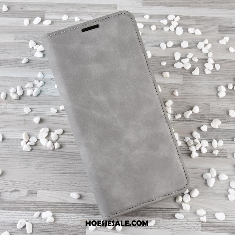 Huawei P40 Lite Hoesje Clamshell Kaart Portemonnee Grijs Leren Etui Goedkoop