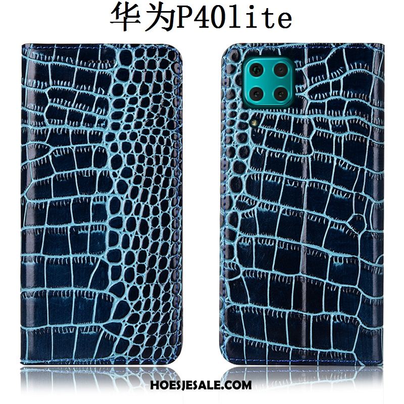 Huawei P40 Lite Hoesje Folio Leren Etui Mobiele Telefoon Hoes Krokodil Online