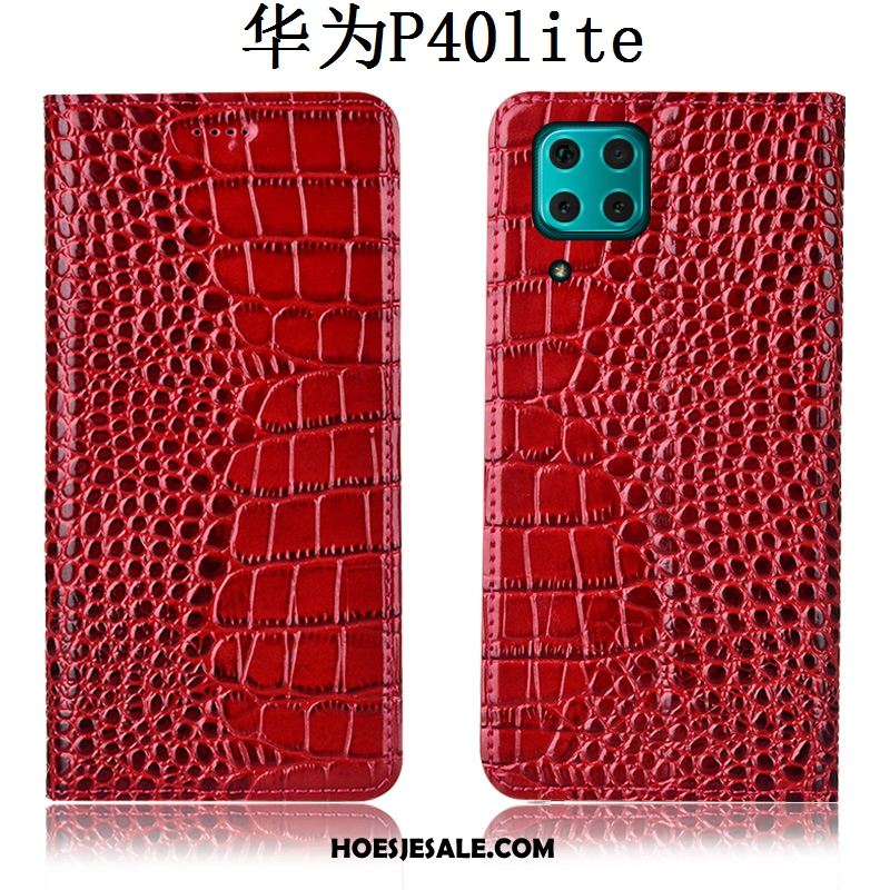 Huawei P40 Lite Hoesje Folio Leren Etui Mobiele Telefoon Hoes Krokodil Online