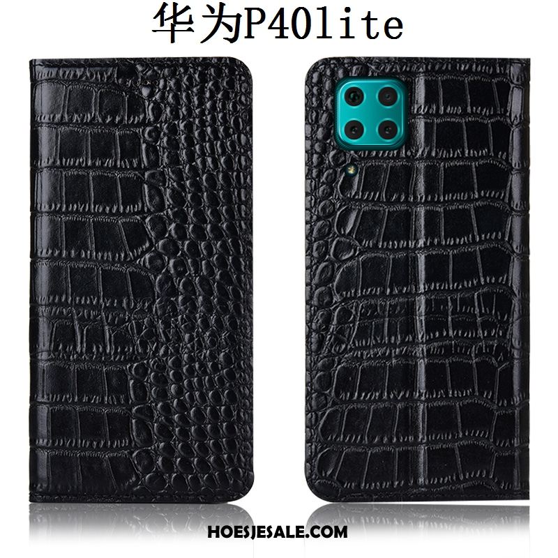 Huawei P40 Lite Hoesje Folio Leren Etui Mobiele Telefoon Hoes Krokodil Online