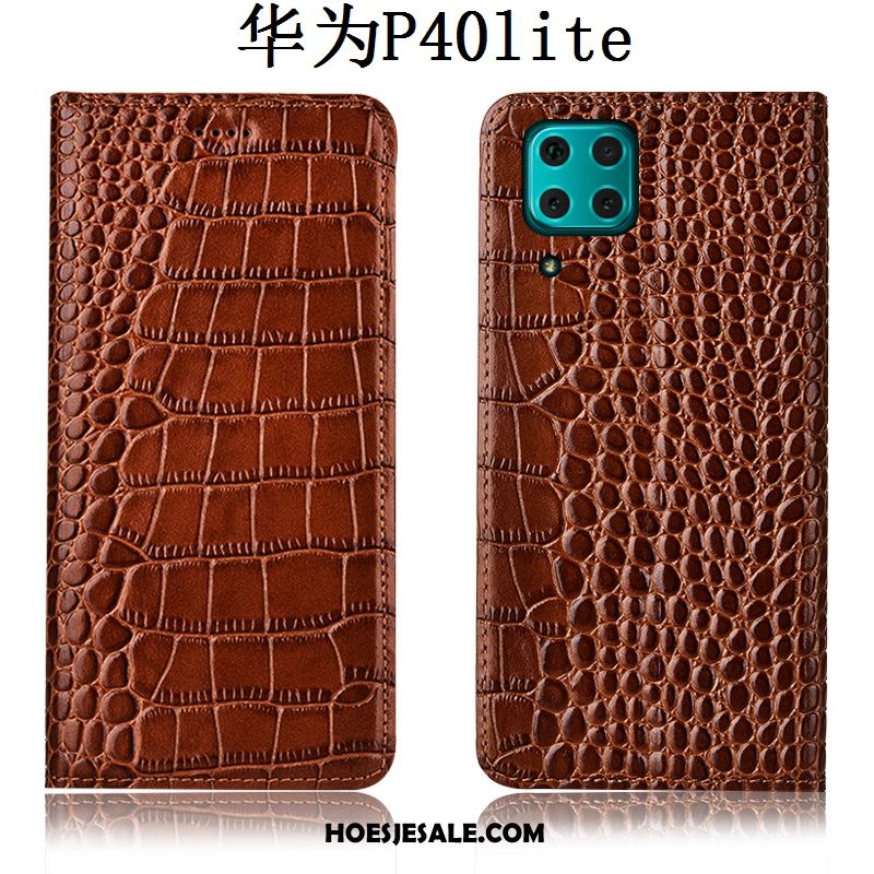 Huawei P40 Lite Hoesje Folio Leren Etui Mobiele Telefoon Hoes Krokodil Online