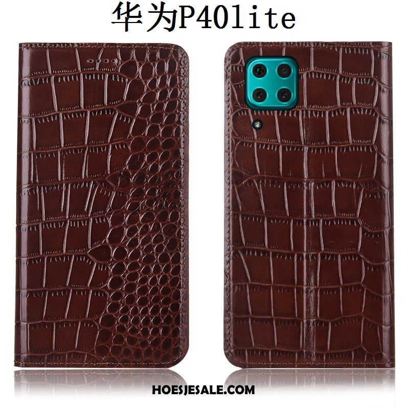 Huawei P40 Lite Hoesje Folio Leren Etui Mobiele Telefoon Hoes Krokodil Online