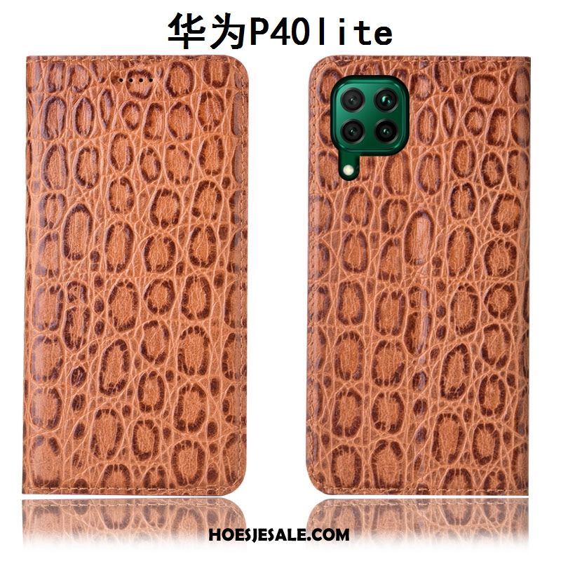 Huawei P40 Lite Hoesje Leren Etui Anti-fall Hoes Rood Bescherming Online