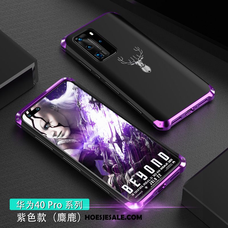 Huawei P40 Pro Hoesje Anti-fall Metaal Purper Scheppend High End Kopen