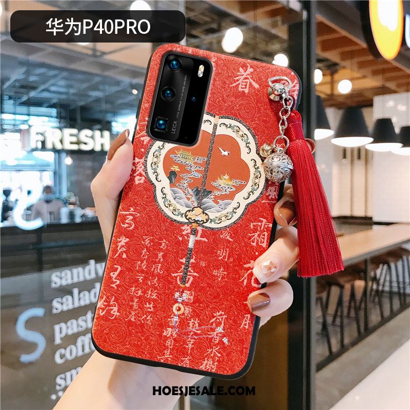 Huawei P40 Pro Hoesje Roze Siliconen Rood Chinese Stijl Mobiele Telefoon Kopen