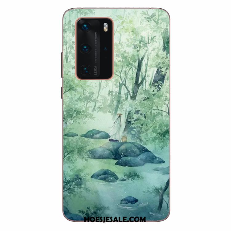 Huawei P40 Pro Hoesje Siliconen Persoonlijk Groen Mobiele Telefoon Kunst Online