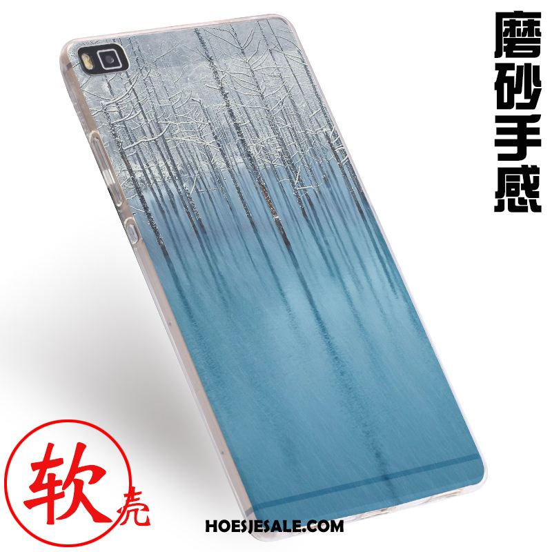 Huawei P8 Hoesje Bescherming Mobiele Telefoon Reliëf Blauw Hoes