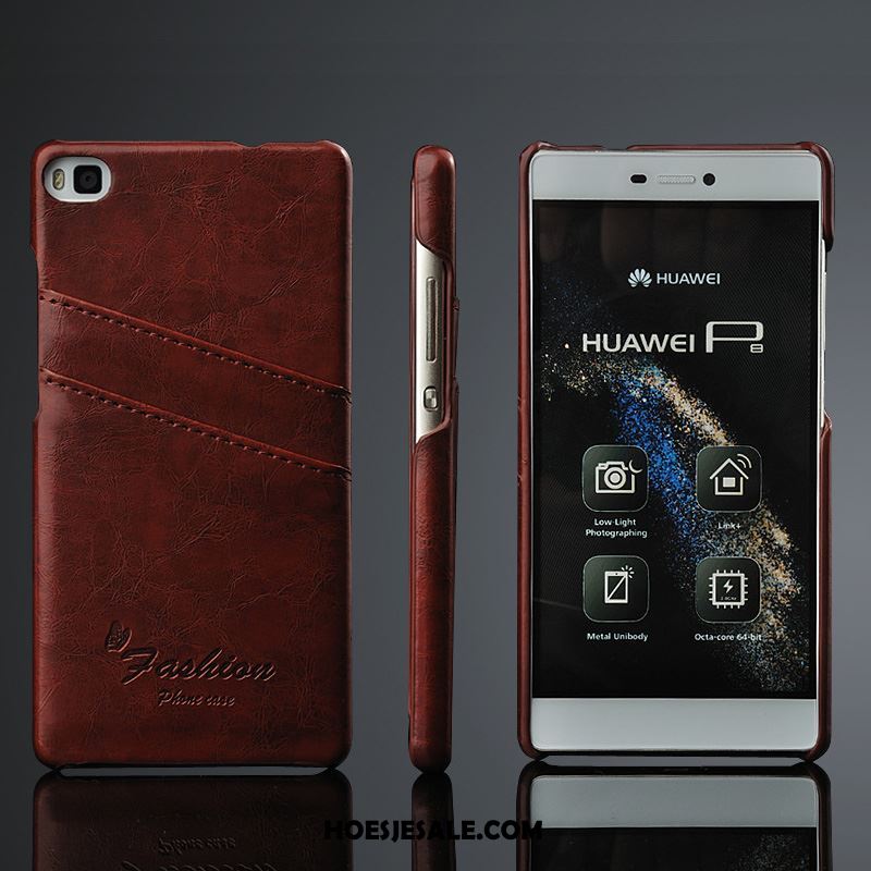 Huawei P8 Hoesje Kaart Echt Leer Mobiele Telefoon Hoes Bescherming Goedkoop