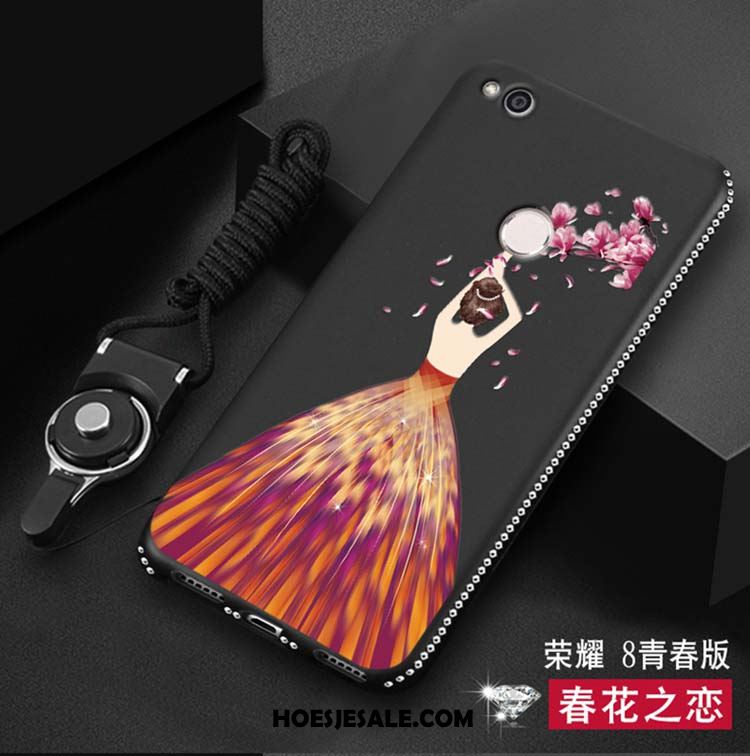 Huawei P8 Lite 2017 Hoesje Mobiele Telefoon Zacht Rood Hanger Met Strass Goedkoop