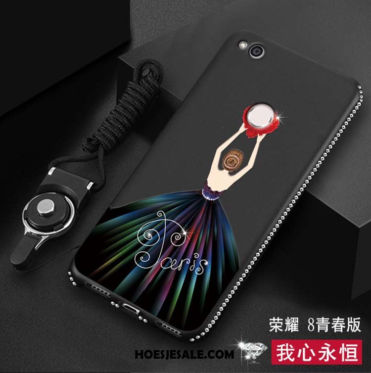 Huawei P8 Lite 2017 Hoesje Mobiele Telefoon Zacht Rood Hanger Met Strass Goedkoop