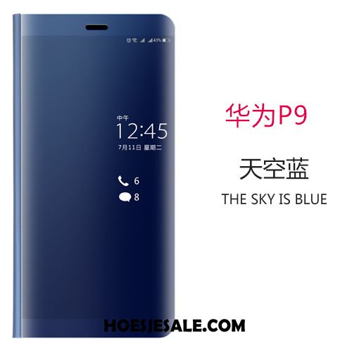 Huawei P9 Hoesje Blauw Leren Etui Scheppend Bescherming Mobiele Telefoon Sale