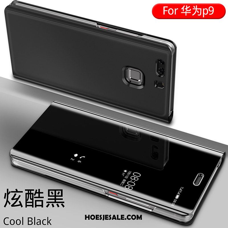 Huawei P9 Hoesje Hoes Leren Etui Blauw Clamshell Anti-fall Goedkoop