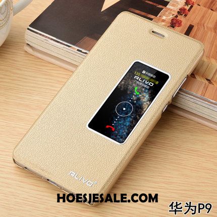 Huawei P9 Hoesje Leren Etui Rood Folio Anti-fall Mobiele Telefoon Korting