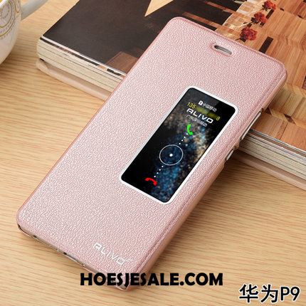 Huawei P9 Hoesje Leren Etui Rood Folio Anti-fall Mobiele Telefoon Korting