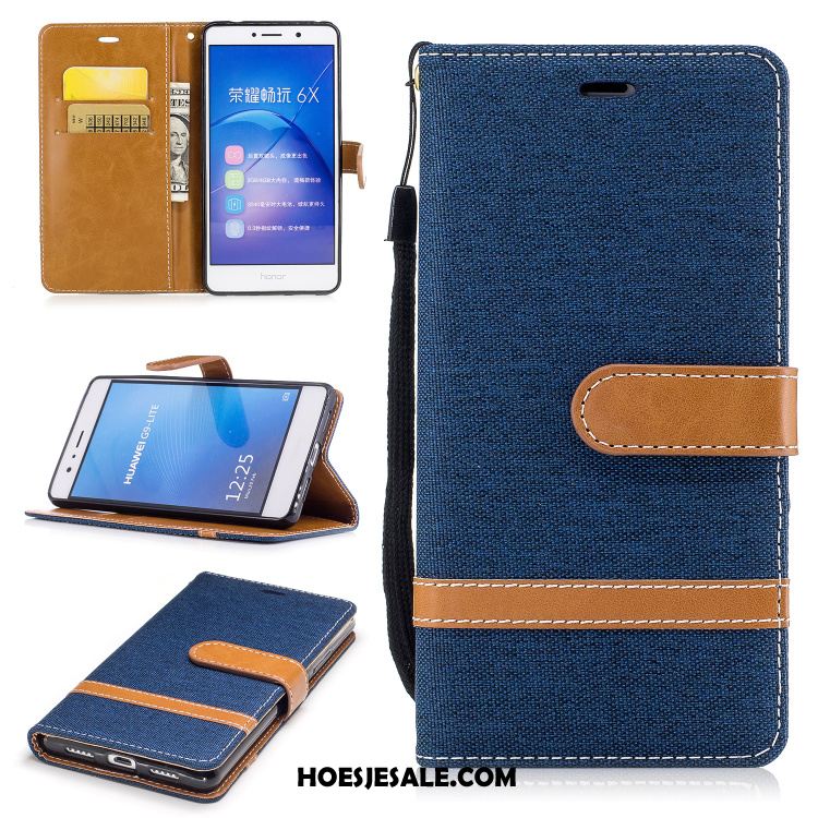 Huawei P9 Lite Hoesje Kaart Mobiele Telefoon Denim Folio Leren Etui Sale