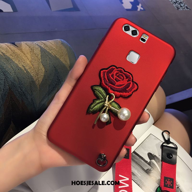 Huawei P9 Plus Hoesje Mobiele Telefoon Hanger Rood All Inclusive Anti-fall Goedkoop