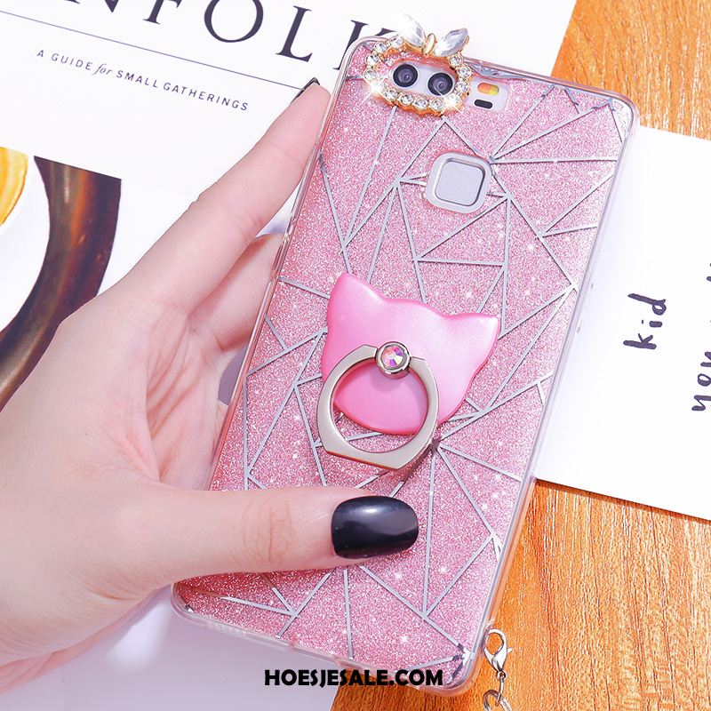 Huawei P9 Plus Hoesje Pu Ring Roze Zacht Mobiele Telefoon