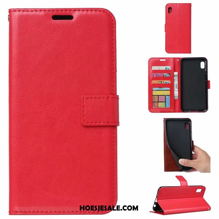 Huawei Y5 2019 Hoesje Anti-fall Mobiele Telefoon Portemonnee Purper Leren Etui Sale