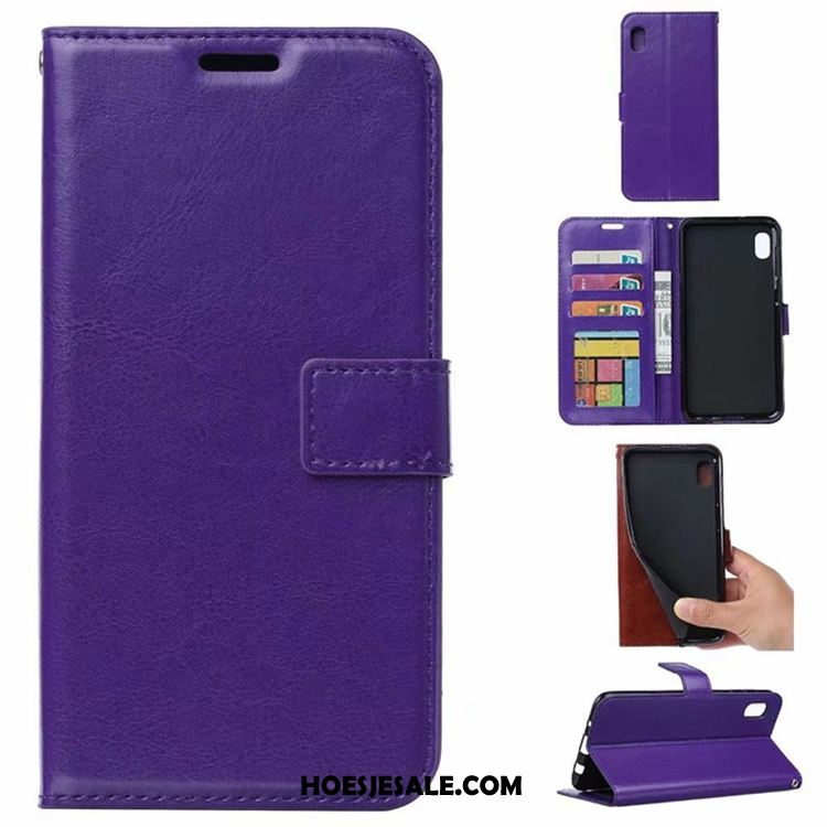 Huawei Y5 2019 Hoesje Anti-fall Mobiele Telefoon Portemonnee Purper Leren Etui Sale