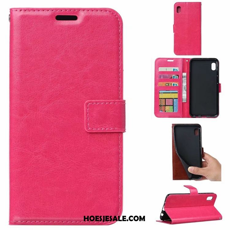 Huawei Y5 2019 Hoesje Anti-fall Mobiele Telefoon Portemonnee Purper Leren Etui Sale