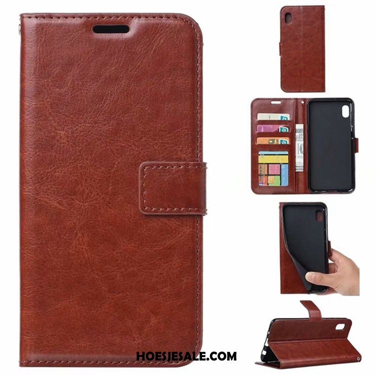 Huawei Y5 2019 Hoesje Anti-fall Mobiele Telefoon Portemonnee Purper Leren Etui Sale