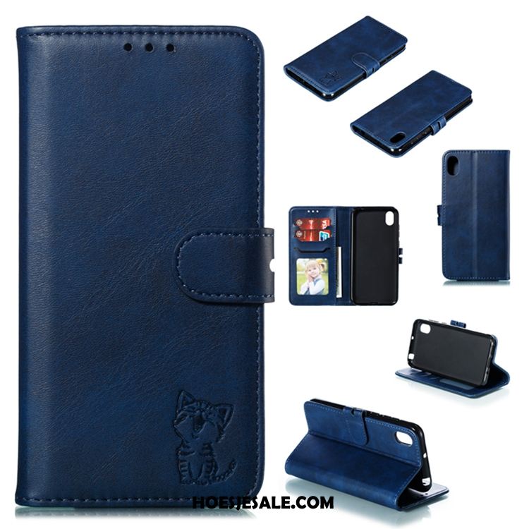 Huawei Y5 2019 Hoesje Leren Etui Folio Geel Portemonnee Mobiele Telefoon