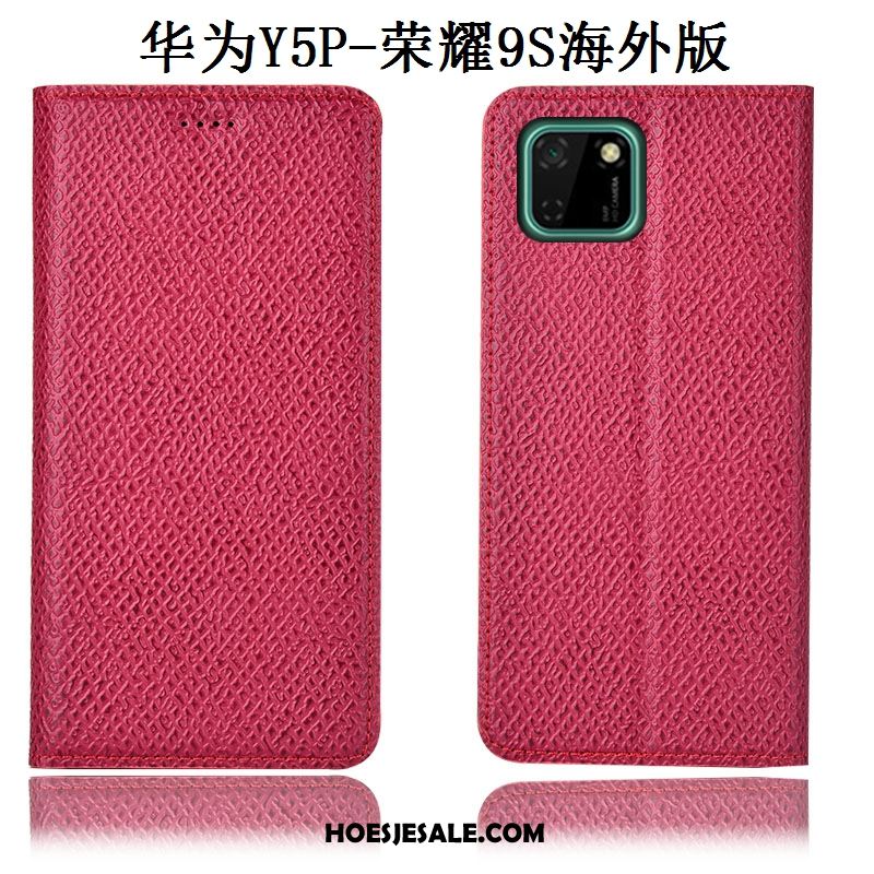 Huawei Y5p Hoesje Rood Anti-fall Mesh Patroon Folio Goedkoop