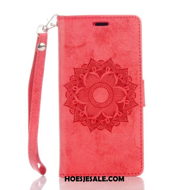 Huawei Y6 2018 Hoesje Anti-fall Folio Reliëf Mobiele Telefoon Pu-leer Goedkoop