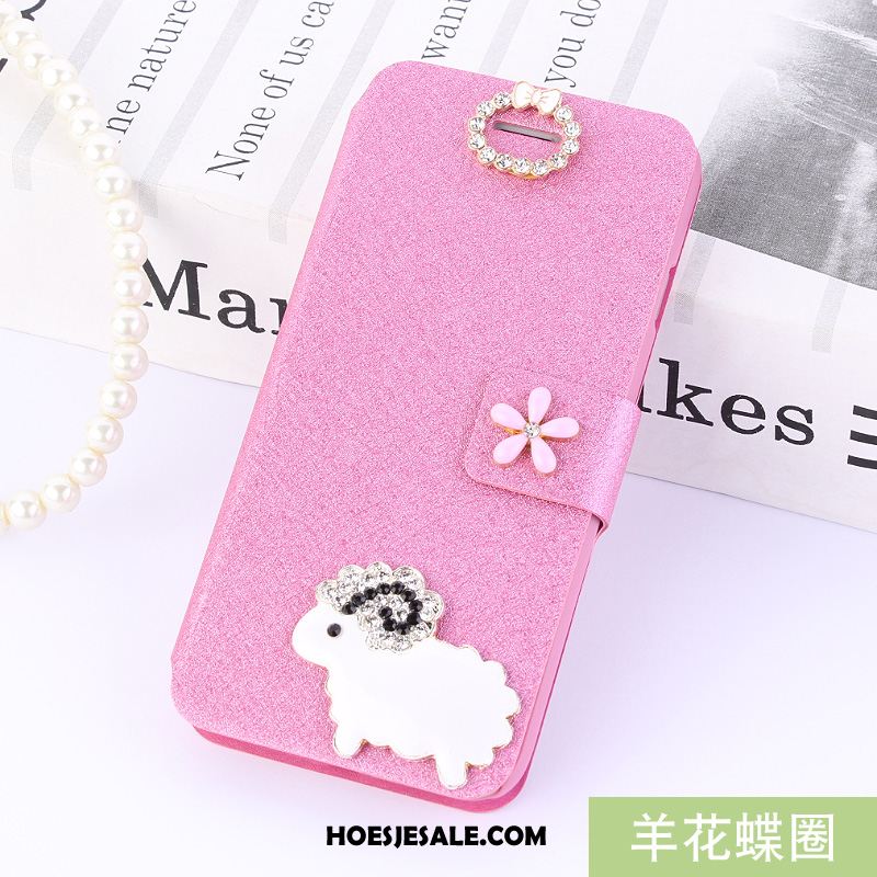 Huawei Y6 2018 Hoesje Anti-fall Folio Roze Mobiele Telefoon Bescherming Goedkoop