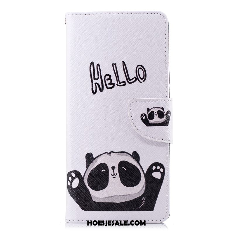 Huawei Y6 2018 Hoesje Anti-fall Hoes Wit Bescherming Leren Etui Goedkoop